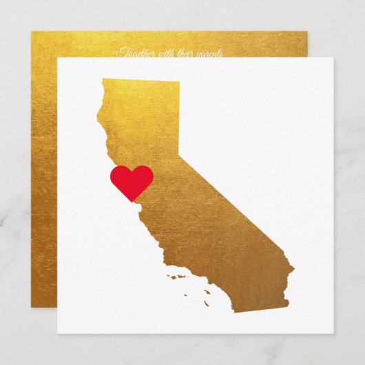 Invitation Mariage Gold Metallic Foil Californie (Devant / Derrière)
