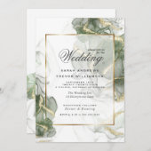 Invitation Mariage Gold Muet Sage Vert Encre C (Devant / Derrière)