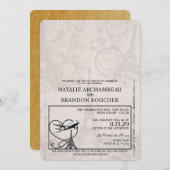 Invitation Mariage Gold Paris Passport (Devant / Derrière)