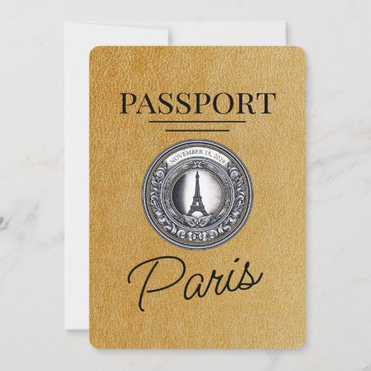 Invitation Mariage Gold Paris Passport (Dos)