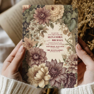 Invitation Mariage Gold Purple Vintage William Morris