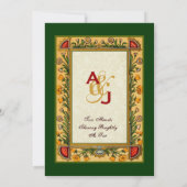 Invitation Mariage Gold Red Green Flowers Vintage W751 (Dos)