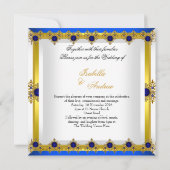 Invitation Mariage Gold Royal Blue Gem Blanc (Dos)