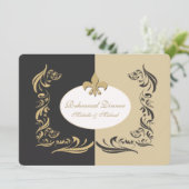 Invitation Mariage Gold Sand and Black Fleur de Lis (Debout devant)