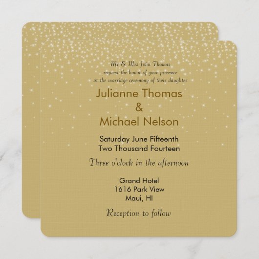 Invitation Mariage Gold Sparkles (Devant / Derrière)