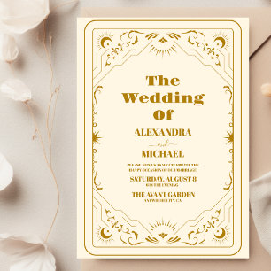 Invitation Mariage Gold Sun et Moon Tarot Card