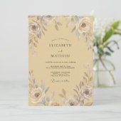 Invitation Mariage Gold Taupe Bloom (Debout devant)