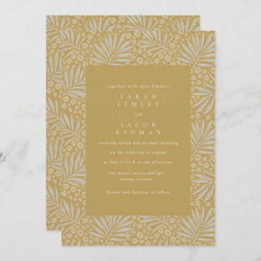 Invitation Mariage Gold Tropical Beach (Devant / Derrière)
