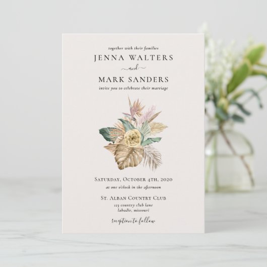 Invitation Mariage Gold Tropics (Debout devant)