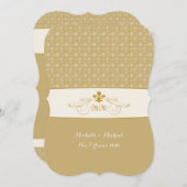 Invitation Mariage Gold White Fleur de Lis (Devant / Derrière)