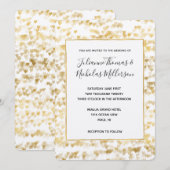 Invitation Mariage Gold White Hearts (Devant / Derrière)