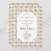 Invitation Mariage | Gold White Roaring 20s Art Déco (Devant / Derrière)