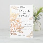 Invitation mariage "Golden Blooms Of Love" (Debout devant)