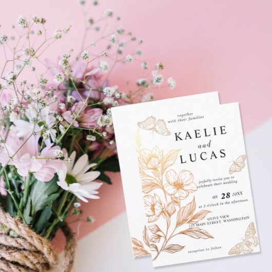 Invitation mariage "Golden Blooms Of Love"