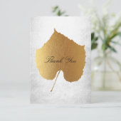 Invitation Mariage Golden Leaf Merci d'argent (Debout devant)