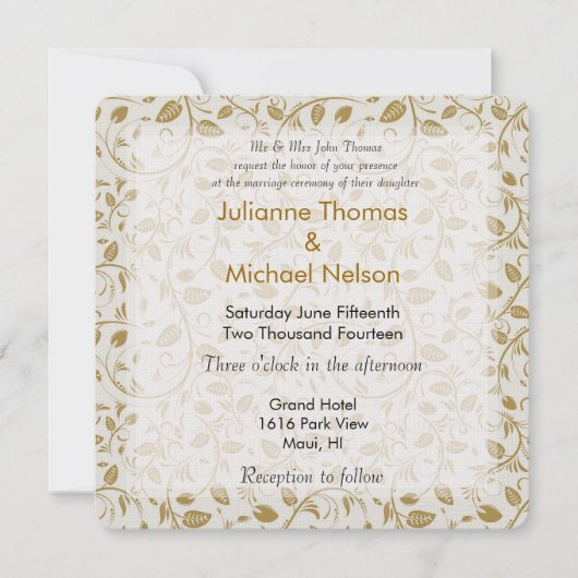 Invitation Mariage Golden Vines (Devant)