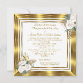 Invitation Mariage Golden White Rose Champagne Gold (Dos)