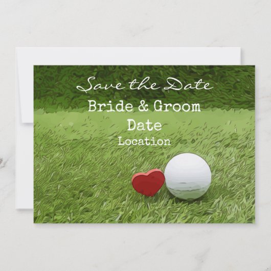 Invitation Mariage Golf économisez la date avec amour golfeur (Devant)