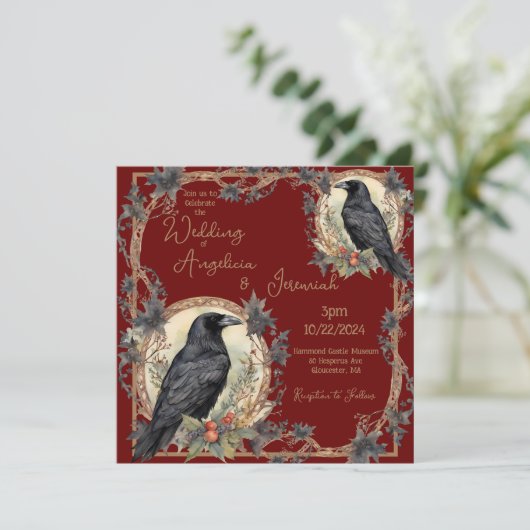Invitation Mariage Goth Raven Wicca (Debout devant)