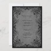Invitation Mariage gothique à dentelle noire (Devant)