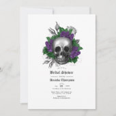 Invitation Mariage gothique à thème crâne floral violet (Devant)