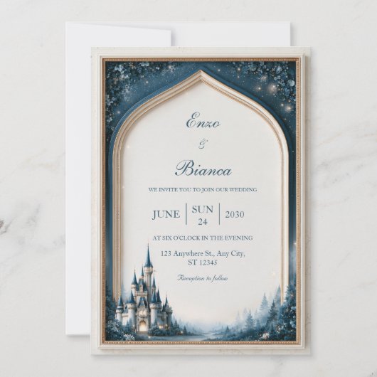 Invitation Mariage Gothique Archée de Château de Teal de Minu (Devant)