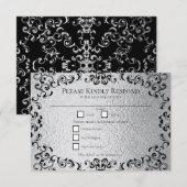 Invitation Mariage gothique argenté et noir (Devant / Derrière)