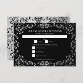 Invitation Mariage gothique argenté et noir (Devant / Derrière)