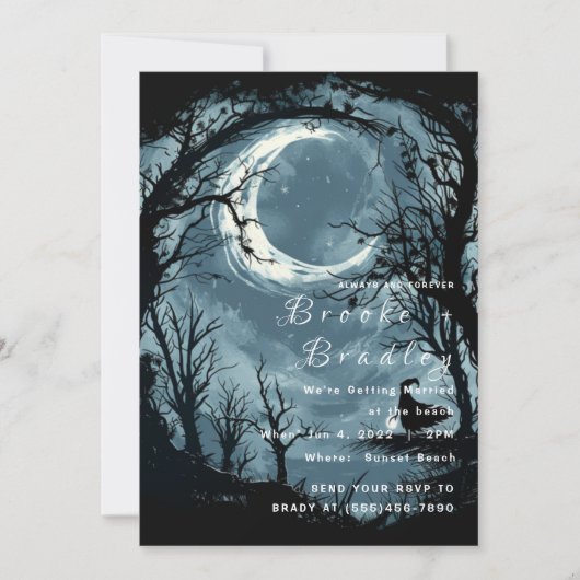 Invitation Mariage gothique au clair de lune de minuit (Devant)