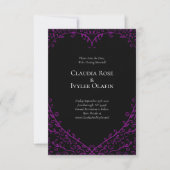 Invitation Mariage gothique au coeur mauve et noir Enregistre (Devant)
