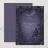 Invitation Mariage gothique au manoir sous la lune violette e (Devant / Derrière)
