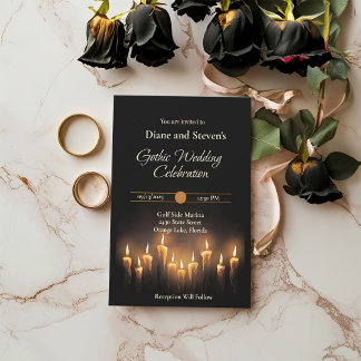 Invitation Mariage gothique aux chandelles : Embrassez l'élég