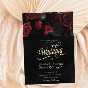Invitation Mariage gothique aux roses rouges élégantes