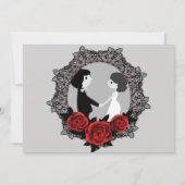 Invitation Mariage gothique avec roses en joyaux en dentelle  (Dos)