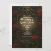Invitation Mariage gothique baroque Roses rouges de Crépuscul (Devant)
