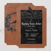 Invitation Mariage gothique Black Raven & Roses Rust (Devant / Derrière)