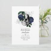 Invitation Mariage gothique bleu bleu marine (Debout devant)
