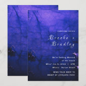 Invitation Mariage gothique bleu clair et foncé (Devant / Derrière)