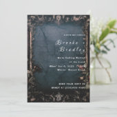 Invitation Mariage gothique bleu en pierre fissurée (Debout devant)