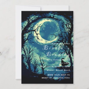 Invitation Mariage gothique bleu-vert au clair de lune