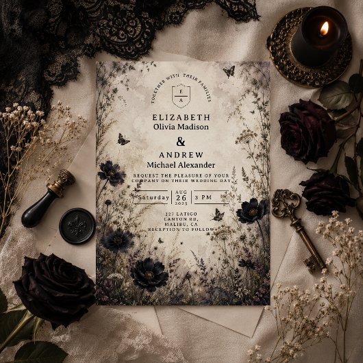 Invitation Mariage gothique boho foncé