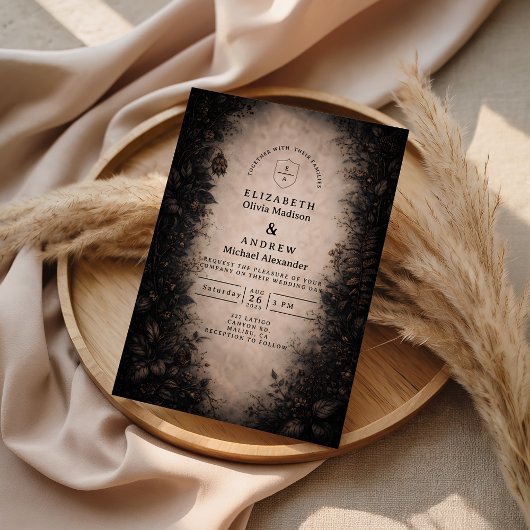 Invitation Mariage gothique botanique de minuit