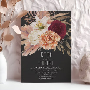 Invitation Mariage gothique bourguignon et noir