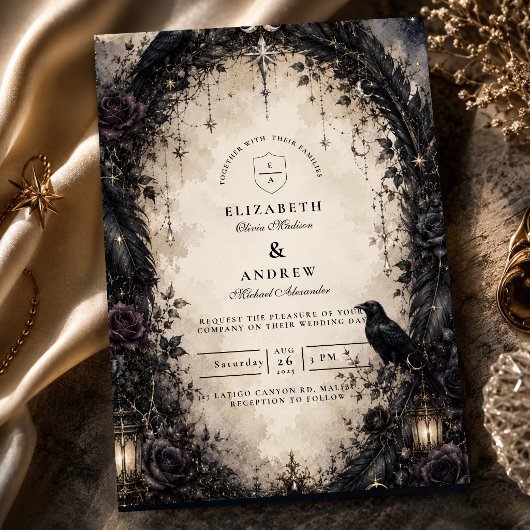 Invitation Mariage gothique céleste enchanté