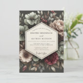 Invitation Mariage gothique charbon moody (Debout devant)