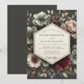 Invitation Mariage gothique charbon moody (Devant / Derrière)