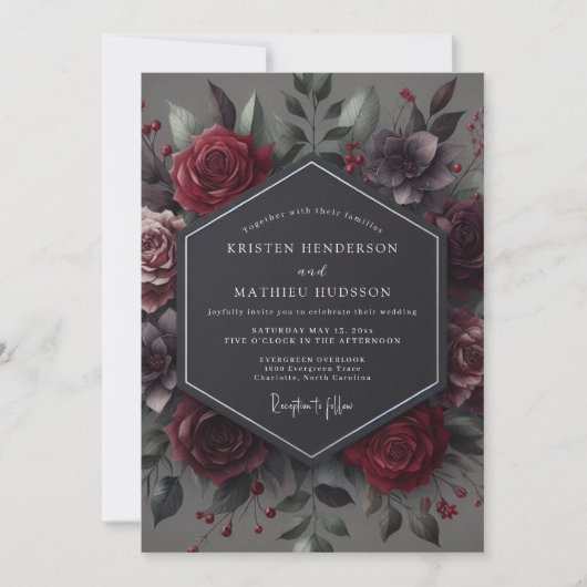 Invitation Mariage gothique Claret (Devant)