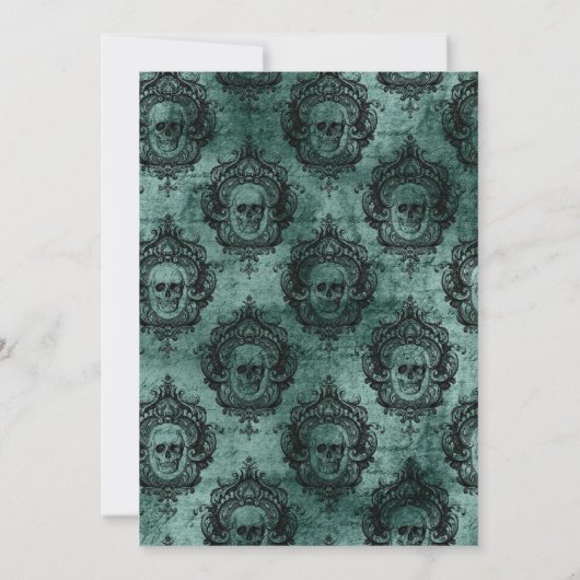 Invitation Mariage gothique crâne et dentelle (Dos)
