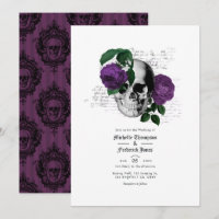 Mariage gothique crâne floral pourpre