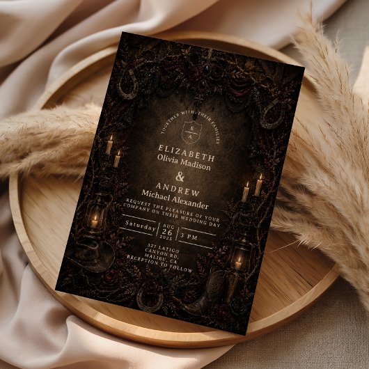 Invitation Mariage gothique de campagne occidental